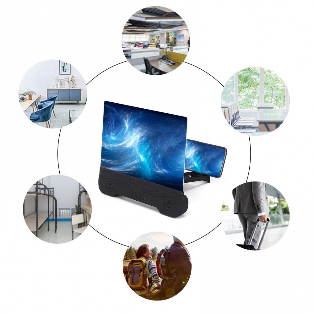 Kính Phóng Đại Màn Hình Điện Thoại 14 Inch 3d Hd Bluetooth Có Giá Đỡ