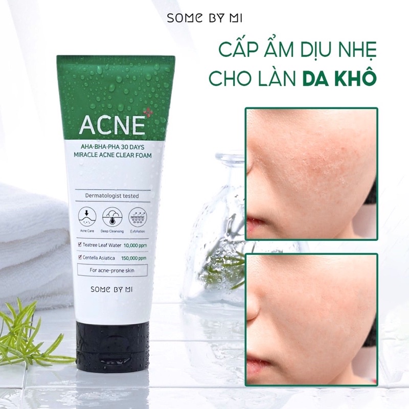 Combo 2 Tuýp Sữa Rửa Mặt Some By Mi AHA-BHA-PHA 30 Days Miracel Acne Clear Foam 100ml
