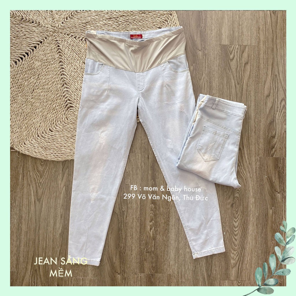 EVERMOM | Quần Jean bầu xanh sáng mềm