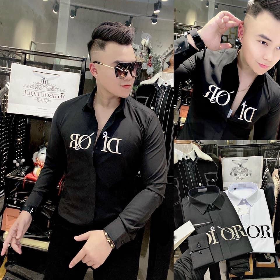 Áo sơ mi nam dài tay vải cotton cao cấp in chữ "GUCCII" from body sang trọng đẳng cấp SOHEO STORE