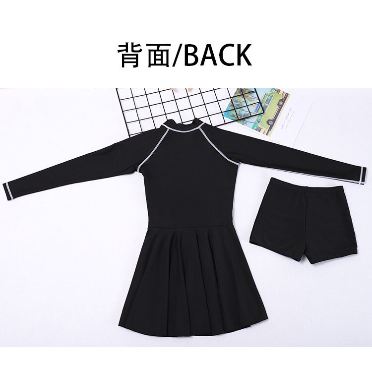 [ĐỒ BƠI ĐI BIỂN HÀNG CAO CẤP] bikini liền mảnh TAY DÀI VÁY XÒE kín đáo hàng nhập QC loại 1