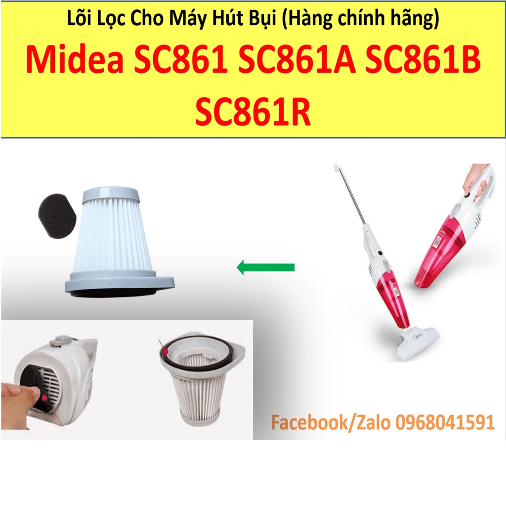 Bộ 2 lõi lọc máy hút bụi Midea SC861 SC861A (hàng chính hãng)