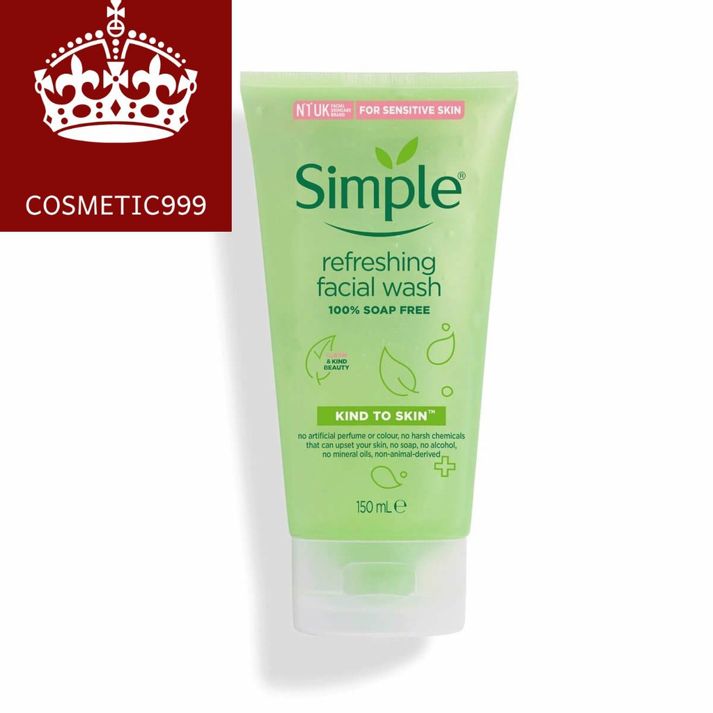 Sữa rửa mặt Simple, sữa rửa mặt cho da dầu mụn Kind to Skin Moisturising Facial Wash chính hãng Cosmetic999