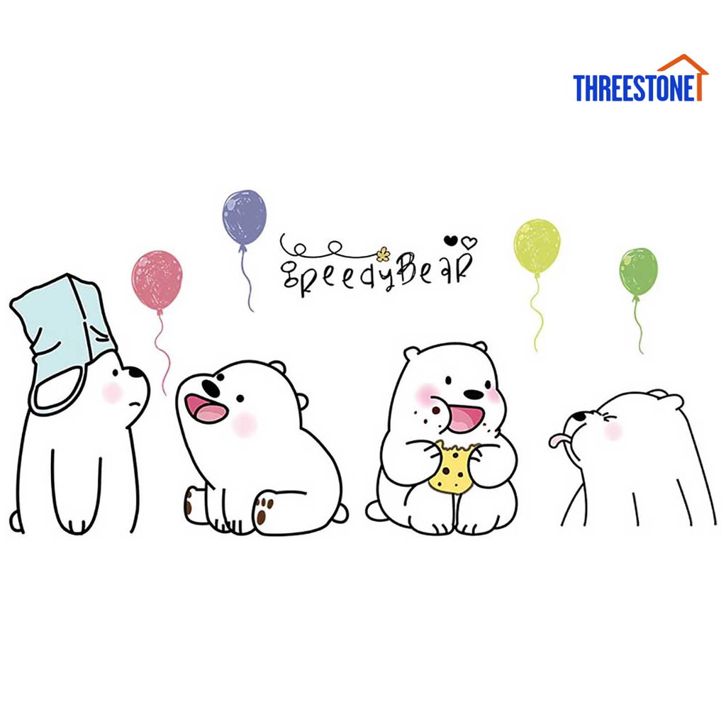 Giấy dán tường hình gấu Rilakkuma dễ thương có thể tháo gỡ trang trí phòng bé | BigBuy360 - bigbuy360.vn