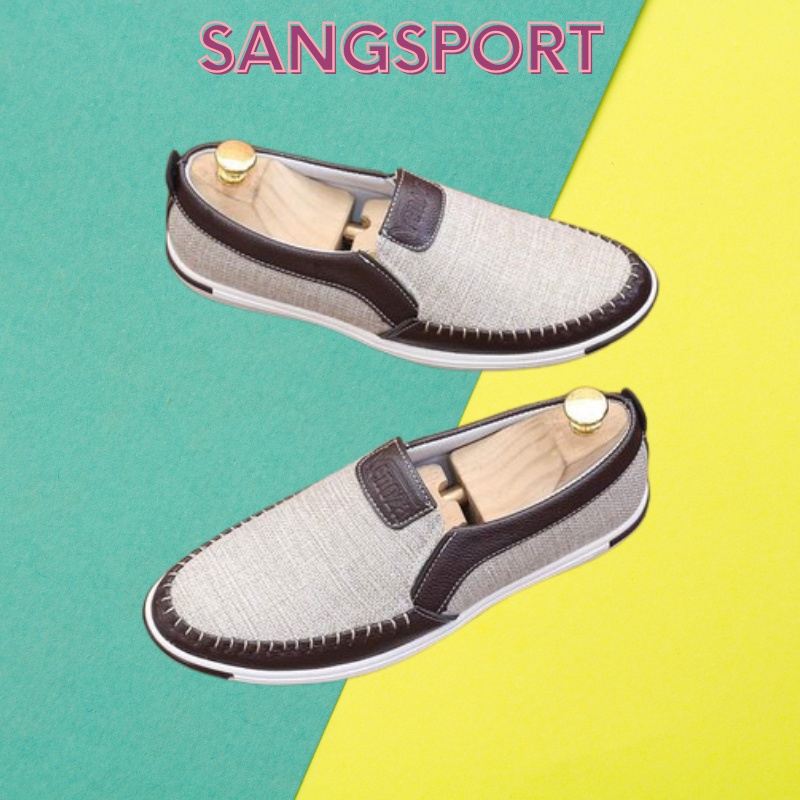 Giày lười nam vải bố cao cấp VB01 có 4 màu nâu - đen- xanh -kem