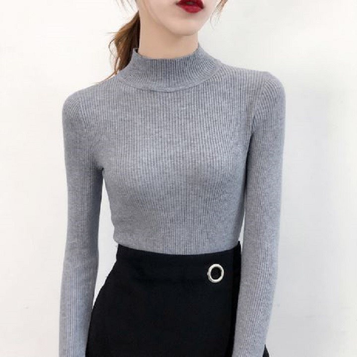 Áo len nữ cổ lọ 3 phân chất len tăm co dãn mềm mịn | BigBuy360 - bigbuy360.vn