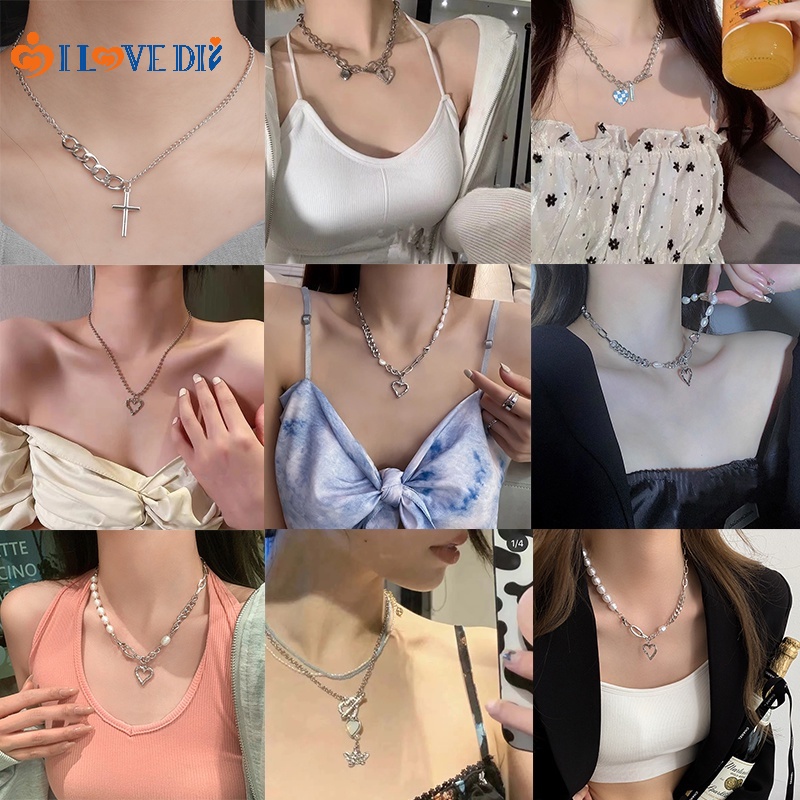 Vòng Cổ Choker Mặt Trái Tim Thời Trang Vintage