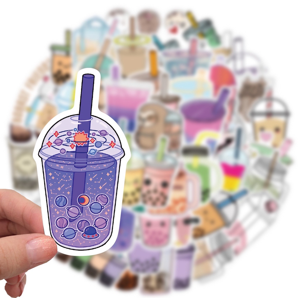 H154 - Sticker Hình Trà Sữa - PVC/ Hình dán Chống nước