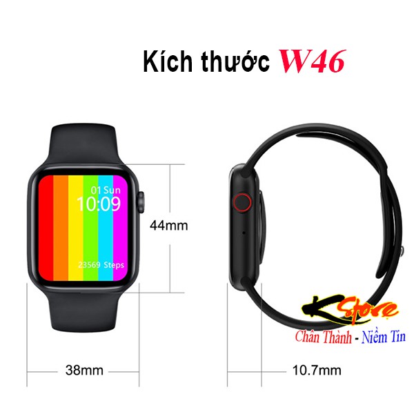 Đồng Hồ Thông Minh Seri 6 Logo Táo Màn Hình Tràn Viền 2 Nút Vật Lý Sạc Không Dây Full Thông Báo Tiếng Việt
