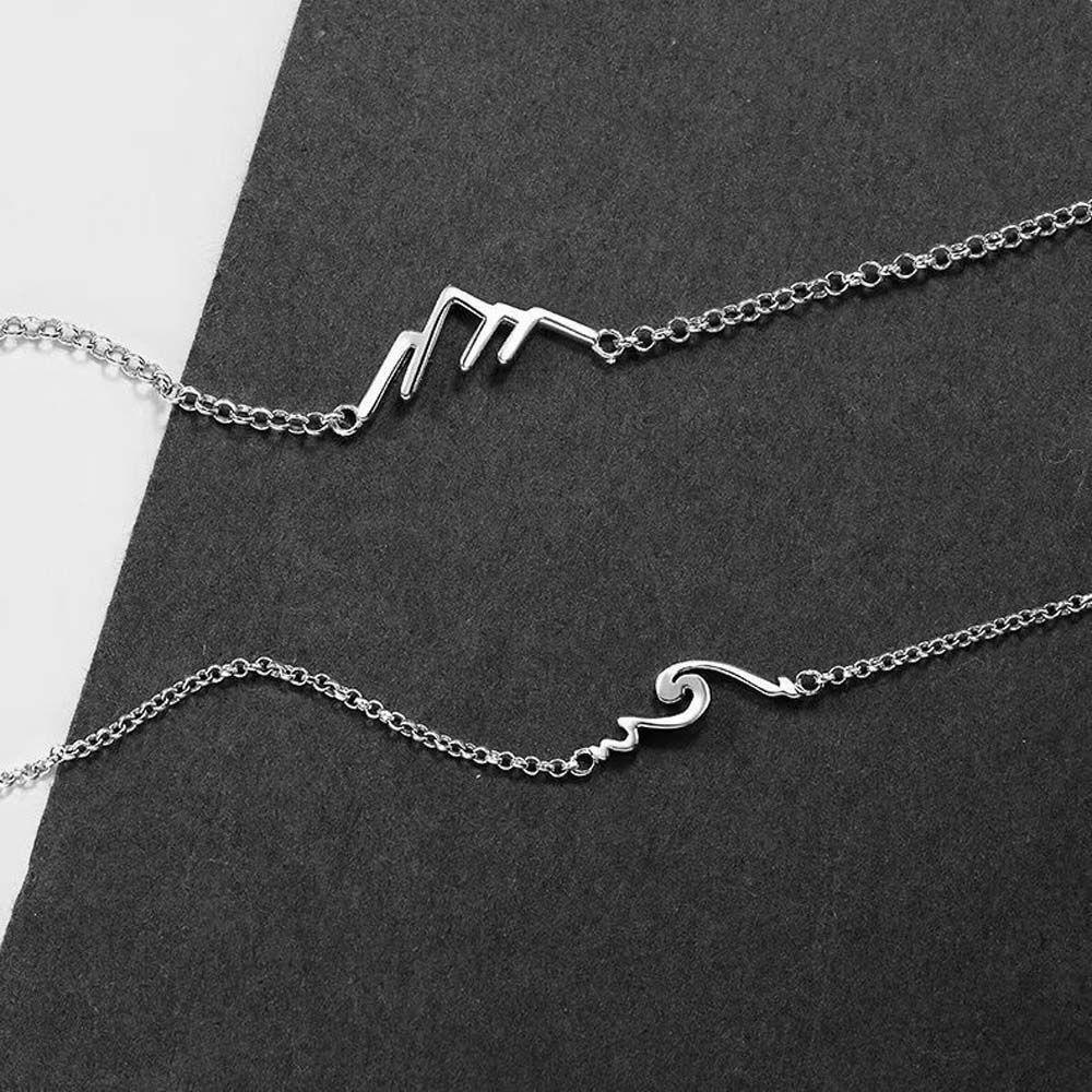 Set 2 Vòng Tay Dành Cho Cặp Đôi / Bạn Thân MXMUSTY|Vòng Tay Chuỗi Hạt Bằng Đồng Hình Ngọn Núi Gợn Sóng Phong Cách Hàn
