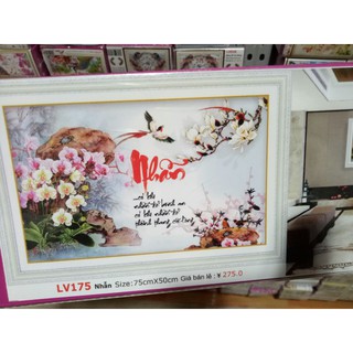 tranh đính đá thư pháp chữ nhẫn kt 75x50cm
