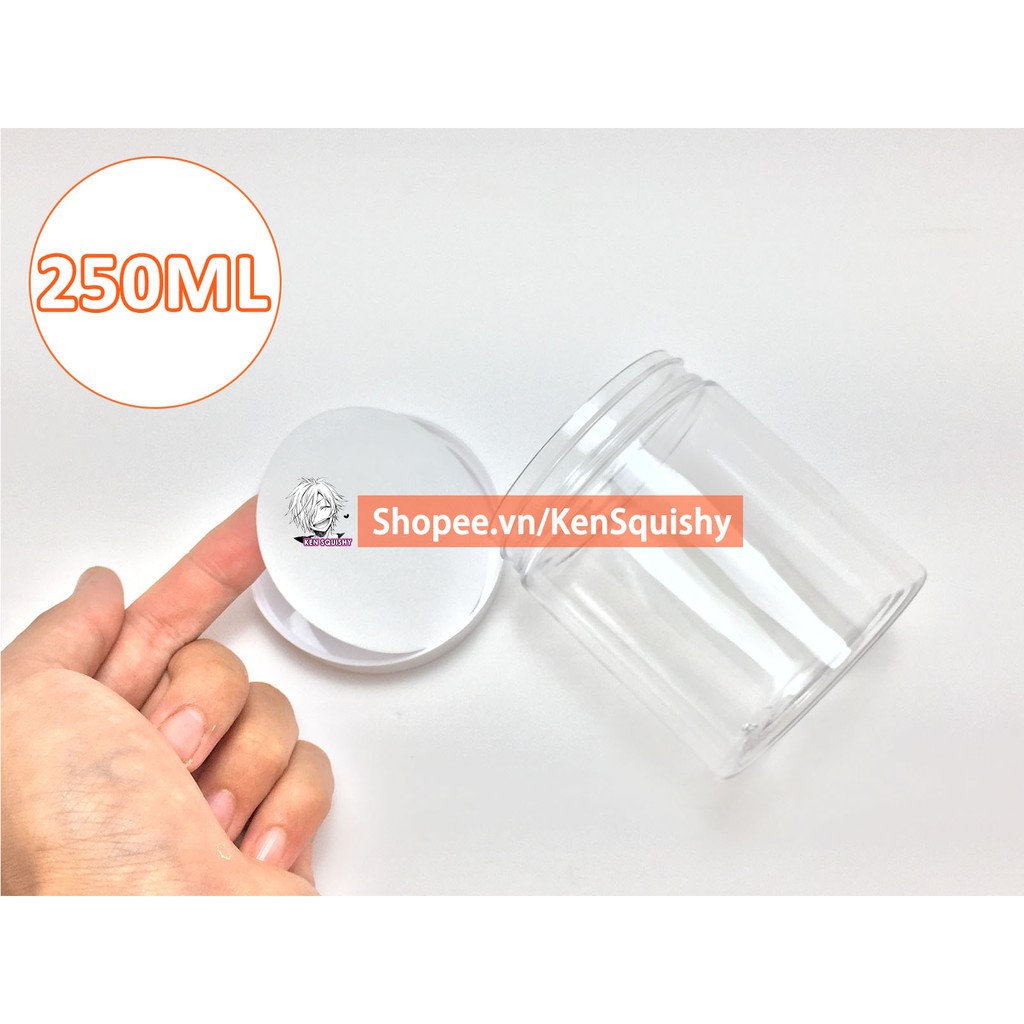 Hộp Đựng Slime Kiểu Mỹ 250ML Nắp Trắng Nhựa Cứng Trong Suốt