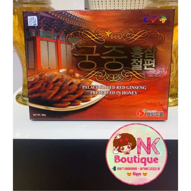 HỒNG SÂM THÁI LÁT TẨM MẬT ONG 200G – PALACE SLICED RED GINSENG PRESERVED IN HONEY 200G