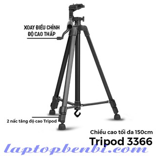 Chân giá đỡ máy chụp ảnh/ quay phim Tripod 3366 + Giá đỡ điện thoại - Giá đỡ HOT