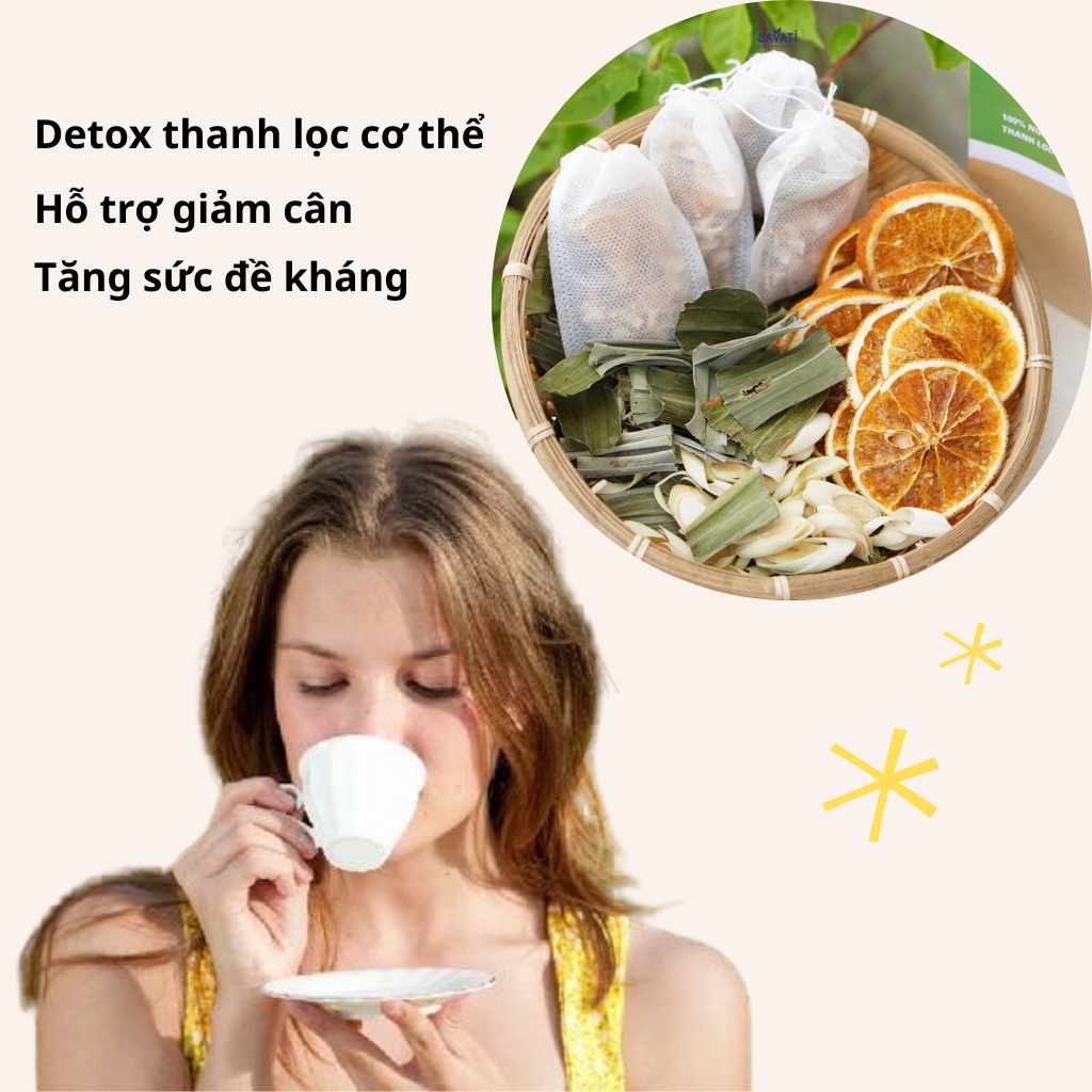 Trà chanh sả lá dứa Robimart hộp 110gram detox tăng cường sức khỏe