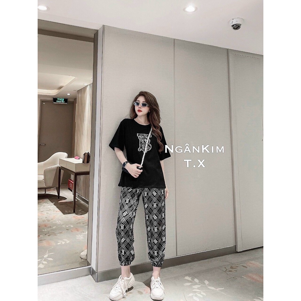 Bộ đồ, set đồ áo phông quần dài in họa tiết dễ thương