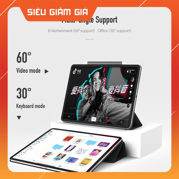 Bao da siêu mịn chống sốc cho iPad Pro 12.9 2018 hiệu Rock Ultra thin Magetic (Smart Sleep Cover) - Hàng chính hãng