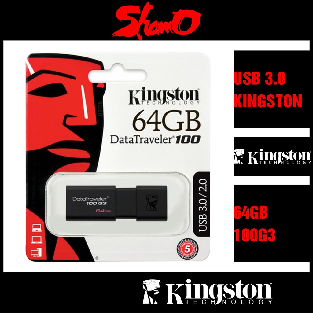 USB 3.0 Kingston 64GB – DataTraveler 100G3 – Chính hãng – Bảo hành 5 năm