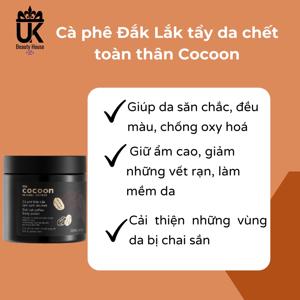 Cà phê Đắk Lắk tẩy da chết toàn thân Cocoon Dak Lak Coffee Body Polish 200ml | WebRaoVat - webraovat.net.vn