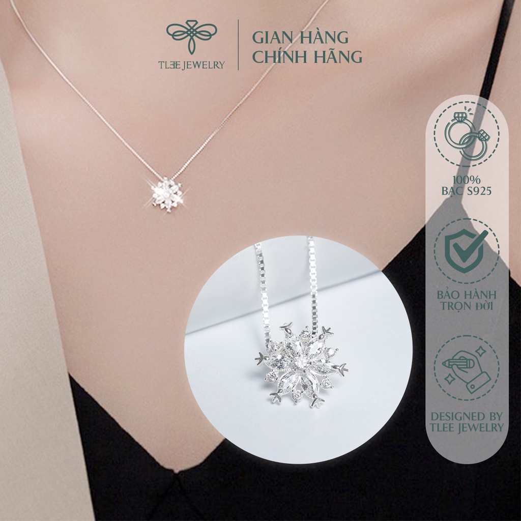Dây chuyền bạc nữ TLEE mặt hoa tuyết nạm đá lấp lánh NCJ D0103