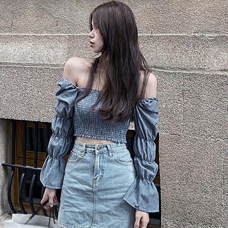 Áo kiểu nữ tay dài phối kẻ sọc phong cách thời trang trẻ trung cho phái nữ | BigBuy360 - bigbuy360.vn