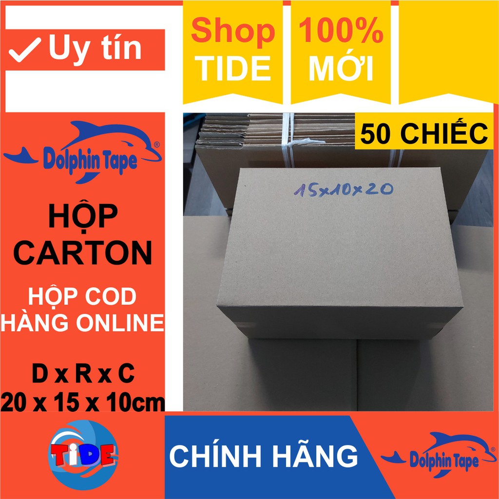 Hộp carton (50 chiếc kích thước 20cm x 15cm x 10cm) – Dùng trong công tác đóng hàng hỗ trợ vận chuyển - Hộp COD