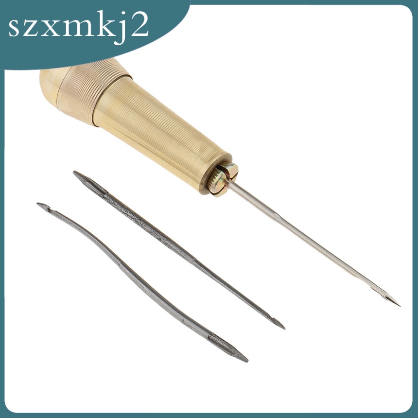 [szxmkj2] Dụng Cụ May Vá Giày 3 Kim Tay Cầm Bằng Đồng Dễ Thương