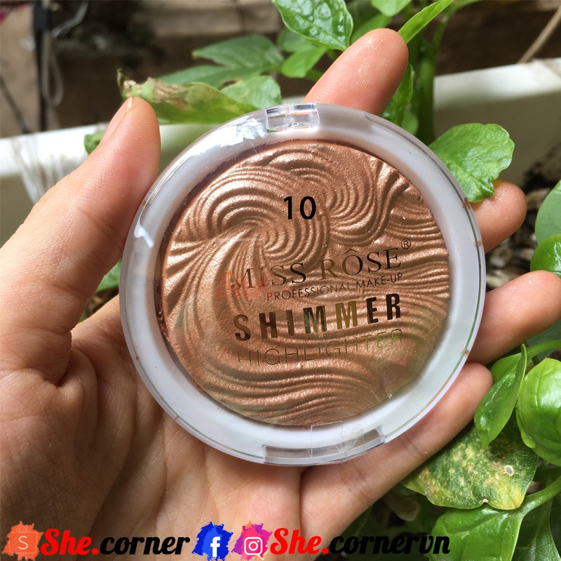 Phấn bắt sáng Miss Rose Shimmer Highlighter màu Be - Trắng - Hồng - Hồng nhạt