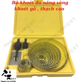 Mũi khoét gỗ tròn , Mũi khoét thạch cao âm trần bộ 17 chi tiết vàng loại 1