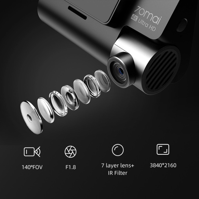 Camera hành trình ô tô Xiaomi 70mai, bản Quốc Tế cao cấp A800S - 4K - Wifi. Bộ tích hợp Camera trước + Sau {CHÍNH HÃNG 1