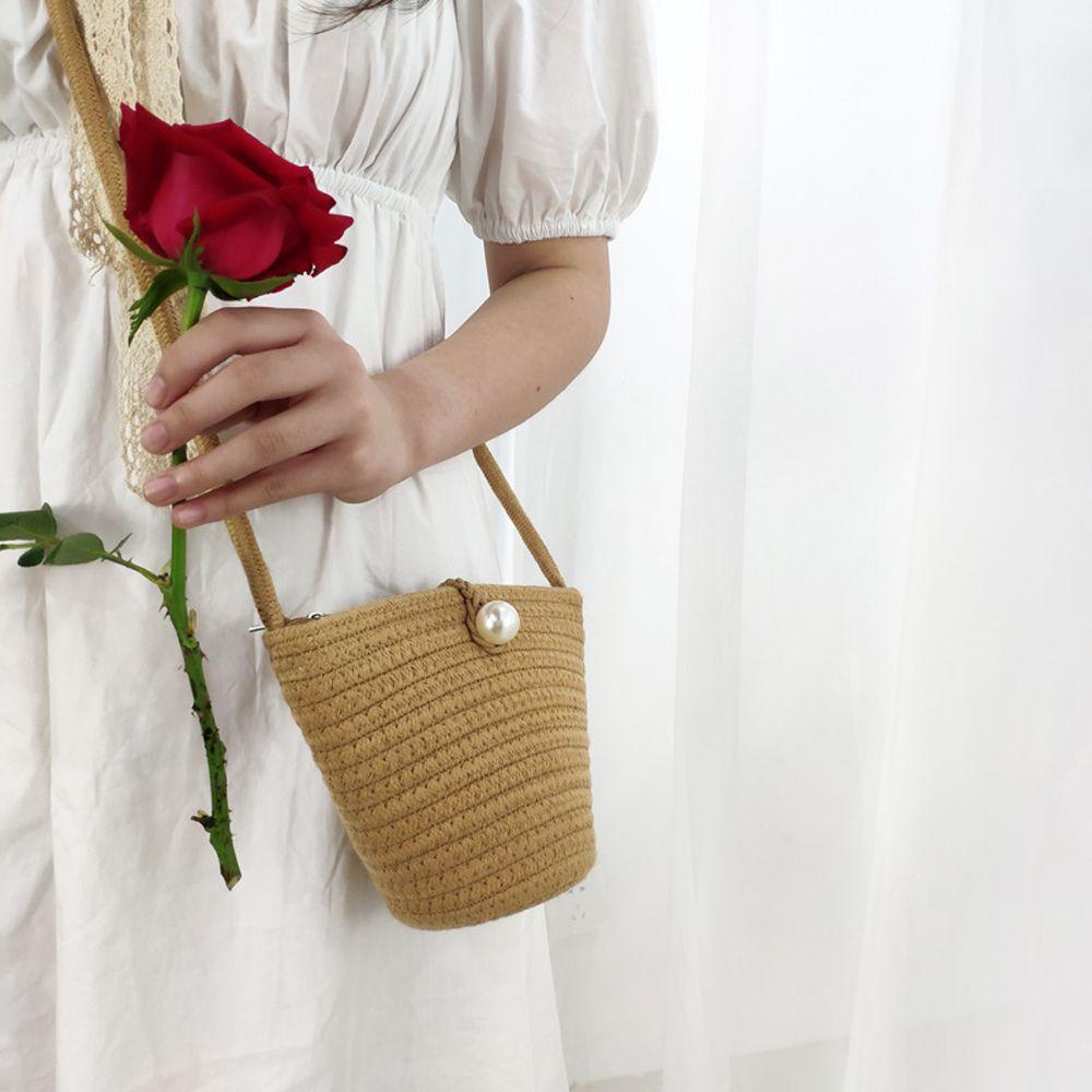 IVORY Túi Đeo Chéo Đan Lát Phong Cách Hàn Quốc Dễ Phối Đồ