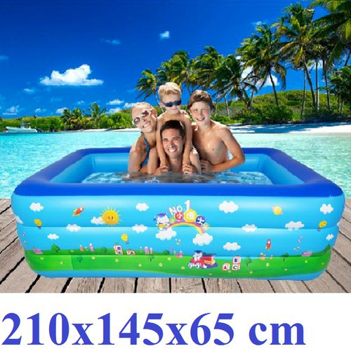 Bể bơi phao 3 tầng cho bé size to 210x145x65cm siêu thích(Kingmart68)