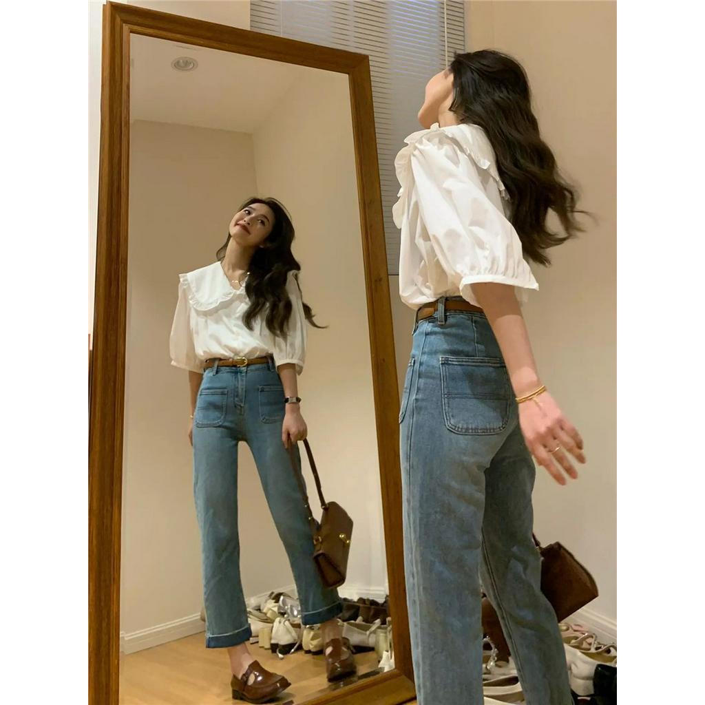 Áo Sơ Mi Trắng Cổ Bèo Ngắn Tay Thời Trang Sành Điệu 63393