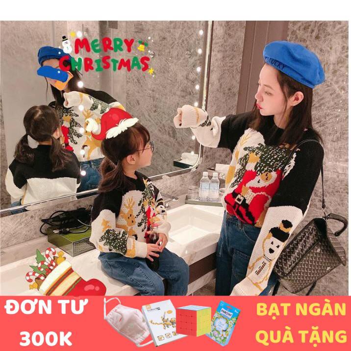 Áo len đôi cho mẹ và bé - Áo len ông già Noel chất đẹp TE1954-TE1955