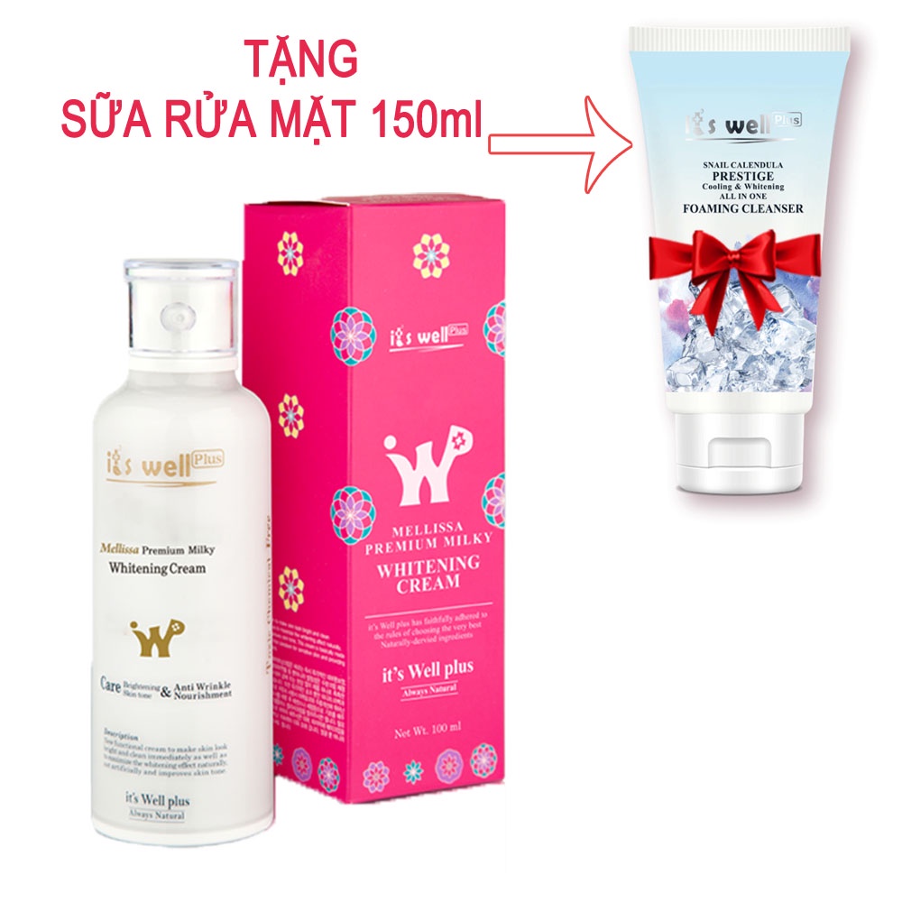 Kem trắng da tức thì, siêu dưỡng trắng an toàn không Parabel - It's Well Plus 100ml  (Tặng 01 Sữa rửa mặt 150)