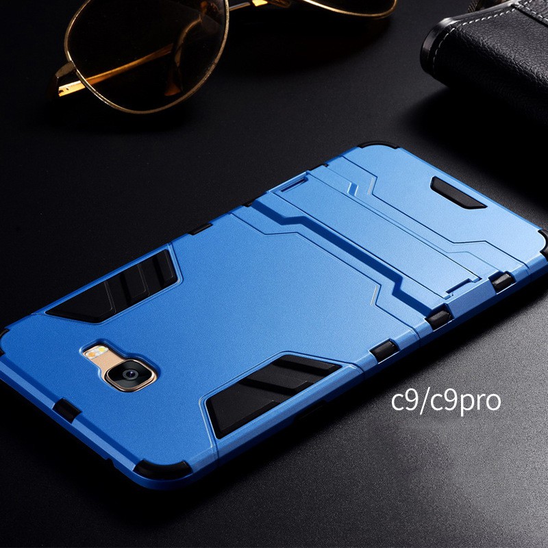 Ốp điện thoại nhựa kiểu giáp siêu mỏng có giá đỡ cho Samsung Galaxy C9 Pro