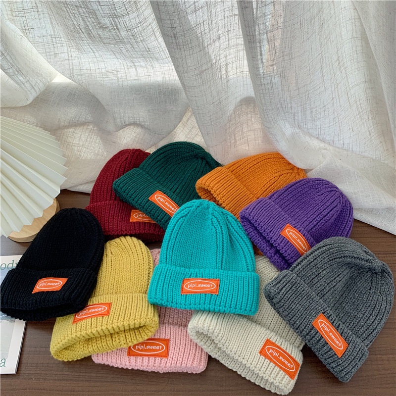 Mũ len mềm mại in chữ thời trang Hàn Quốc dành cho nữ