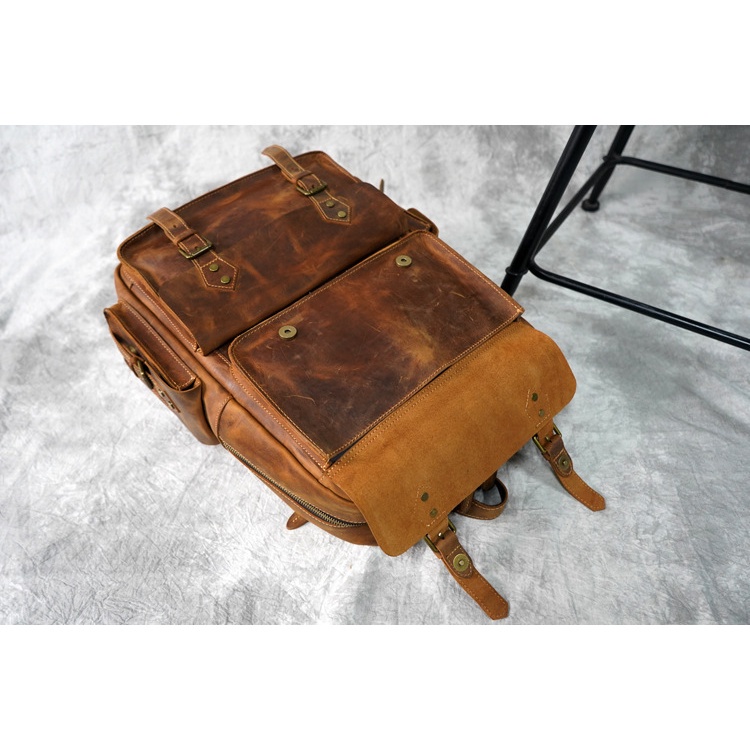 Cặp Balo Da Bò Thật 100% Bảo Hành Da 5 năm BL08 - DU MỤC STORE