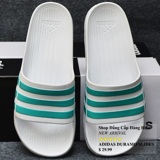 Dép Adidas Duramo màu trắng sọc xanh ngọc