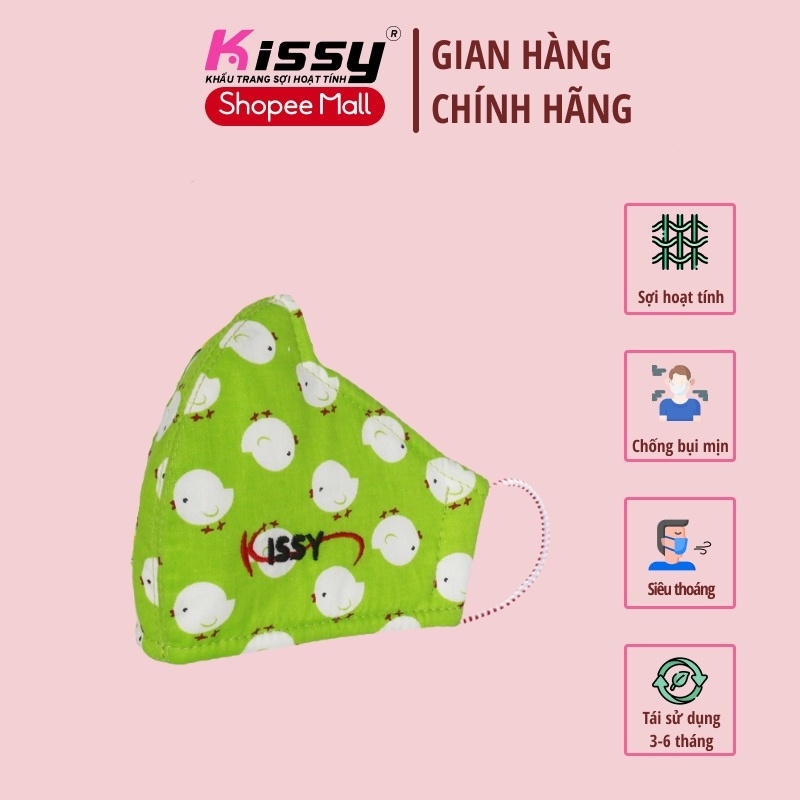 Khẩu Trang Kissy Trẻ Em Size S Cho Bé Từ 4 Đến 10 Tuổi, Giao Đúng Mẫu