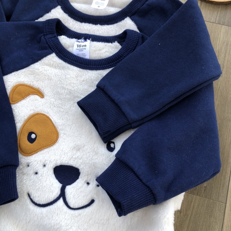 Bộ nỉ lông bé trai xuất dư mềm mại dày ấm