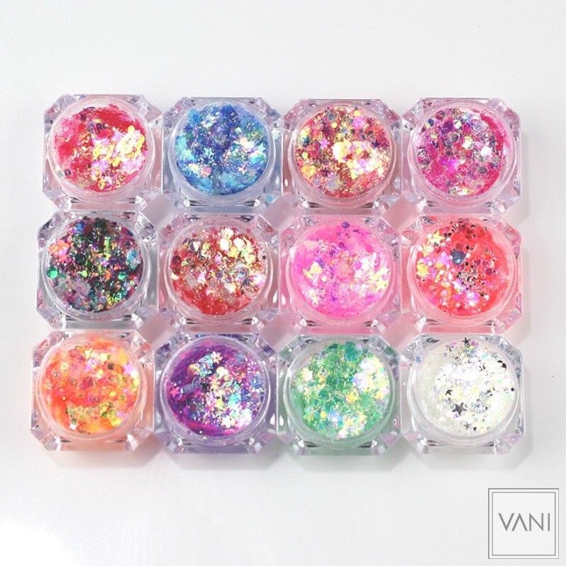 (Loại Siêu Xinh) NHŨ MẮT KIM TUYẾT KIRA GLITTER SẴN KEO (Tim Sao Xanh)