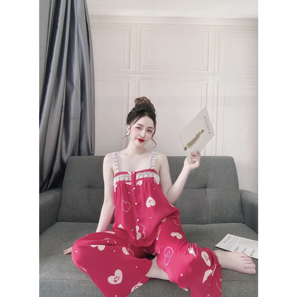 Bộ lụa hai dây hoạ tiết xinh xắn | BigBuy360 - bigbuy360.vn