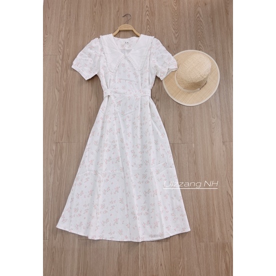 Váy hoa nhí cổ sen viền bèo dây thắt eo siêu tôn dáng VKE1978 Ulzzang style🌸 Hàng Quảng Châu