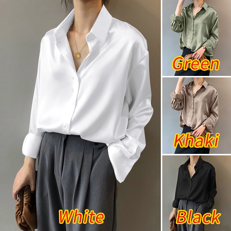 Áo ZANZEA cổ bẻ dài tay màu trơn phong cách Hàn Quốc đơn giản dễ phối đồ