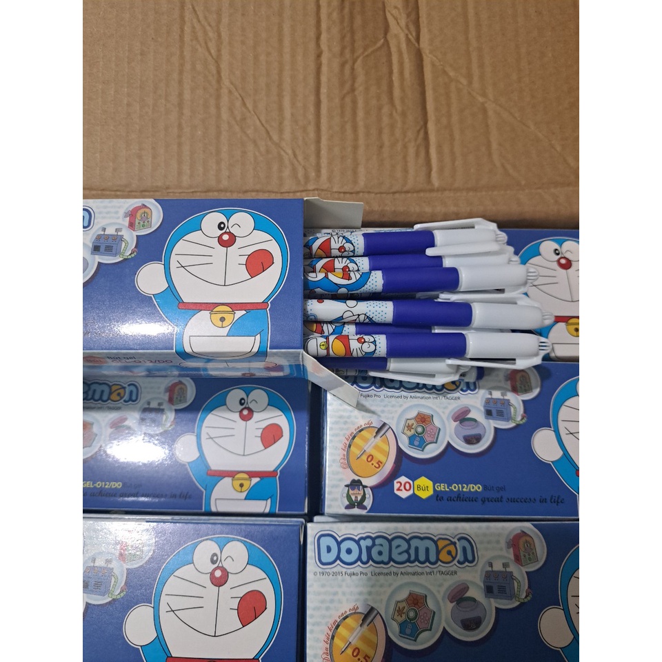01 Hộp 20 Cây Bút Gel 012 Doraemon Mực Xanh Ngòi 0,5mm