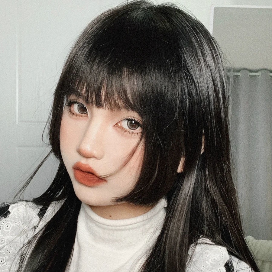 Bộ Tóc Giả Dài Thẳng Màu Đen Phong Cách lolita Cho Nữ