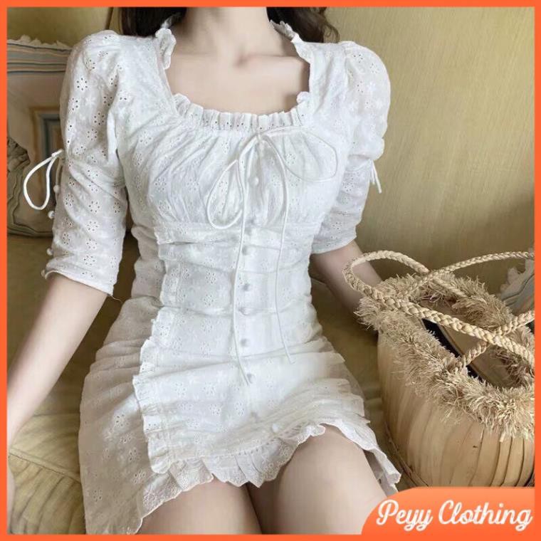 Đầm dự tiệc body dáng ôm đuôi cá, Váy body dự tiệc trắng tay lỡ phong cách ulzzang Hàn Quốc V11 - Peyy Clothing New