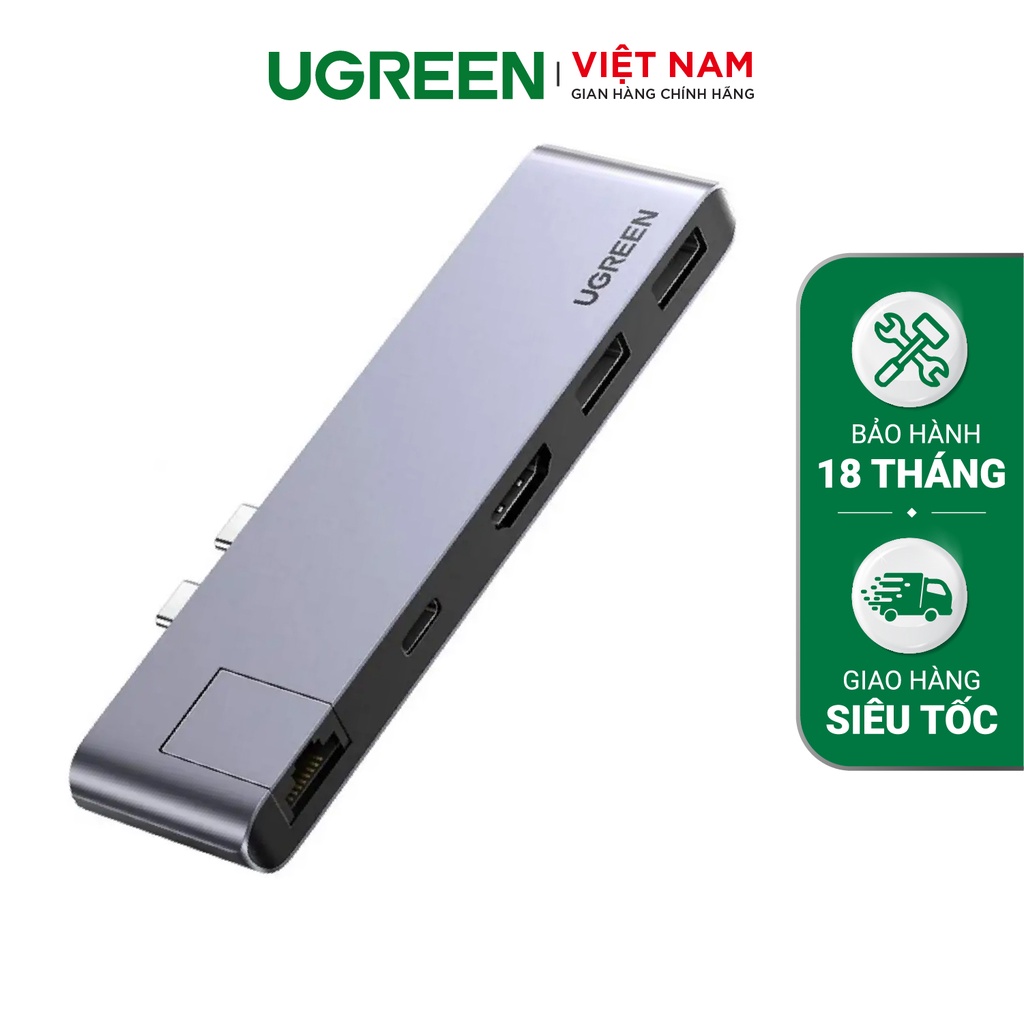 Hub mở rộng UGREEN 50984 Chia Type C sang HDMI/Lan/Hub USB 3.0 - Hàng phân phối chính hãng