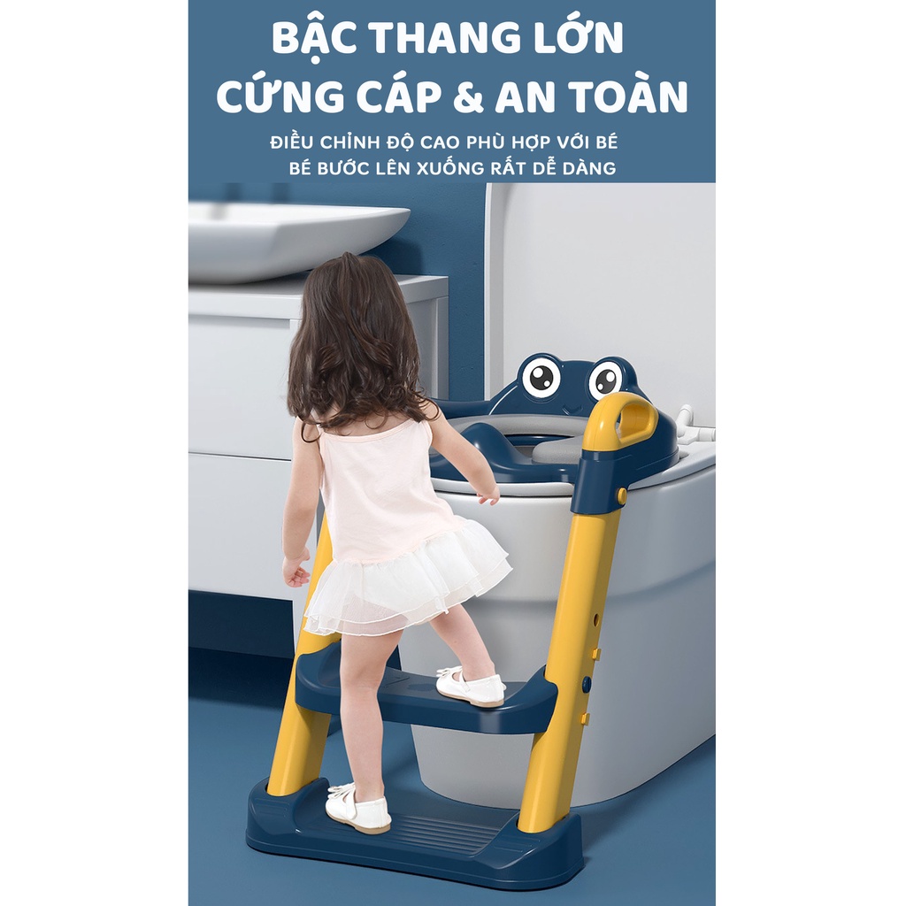 Thang bô vệ sinh V-BABY W1 có nắp thu nhỏ bồn cầu gấp gọn tiện lợi dùng cho bé trai và bé gái có sẵn tay vịn đi kèm